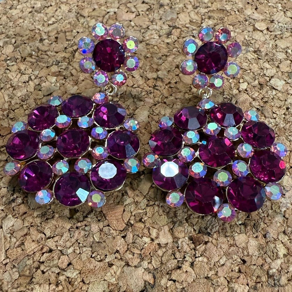 NEW Nordstrom Tasha Rhinestone Flower Drop Earrings - Picture 4 of 7